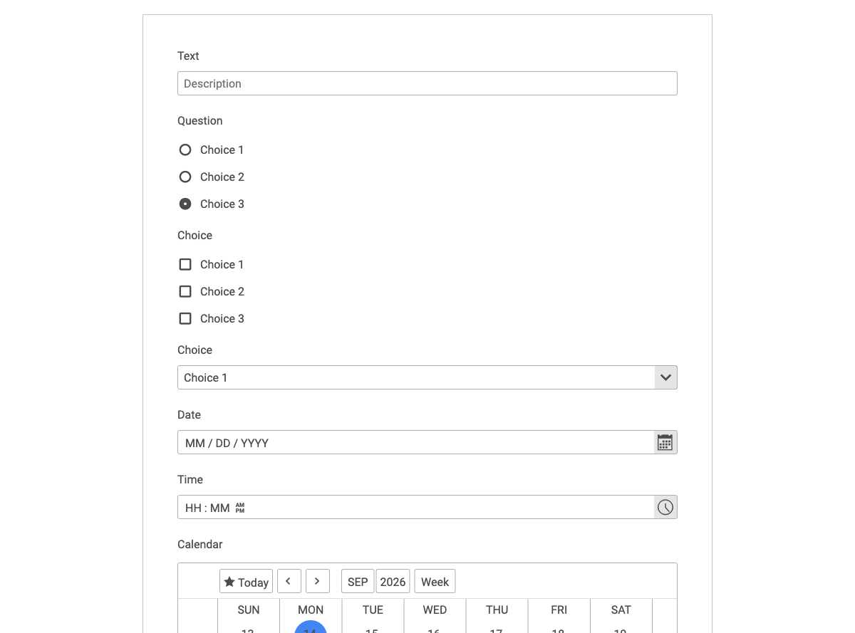 Published form with the dependent Long Text field hidden on the false branch.